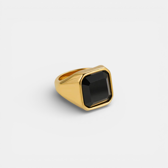 Valrine | Bague Masculine à Pierre Noire