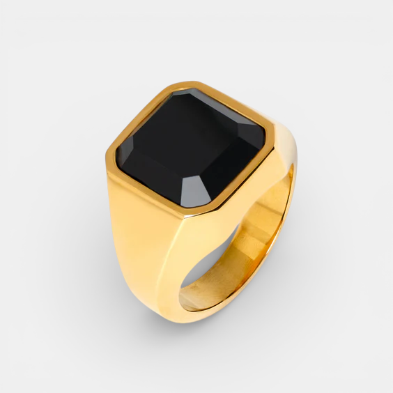 Valrine | Bague Masculine à Pierre Noire