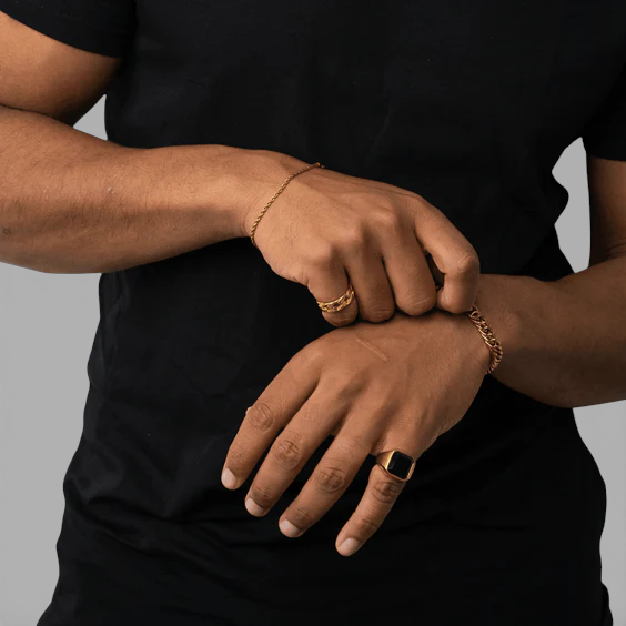 Valrine | Bague Masculine à Pierre Noire